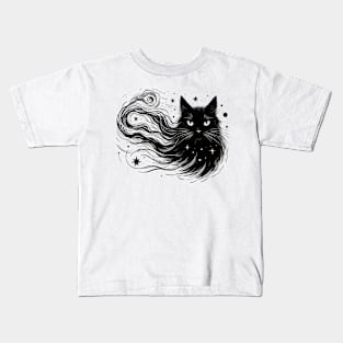 The black cat star Kids T-Shirt